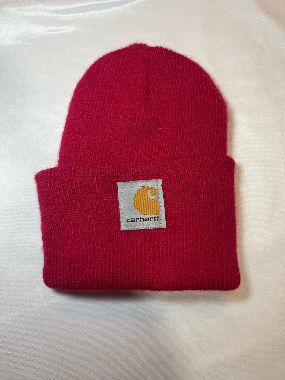 Carhartt Toddler Girls Knit Beanie Hat Raspberry Pink Logo Cap